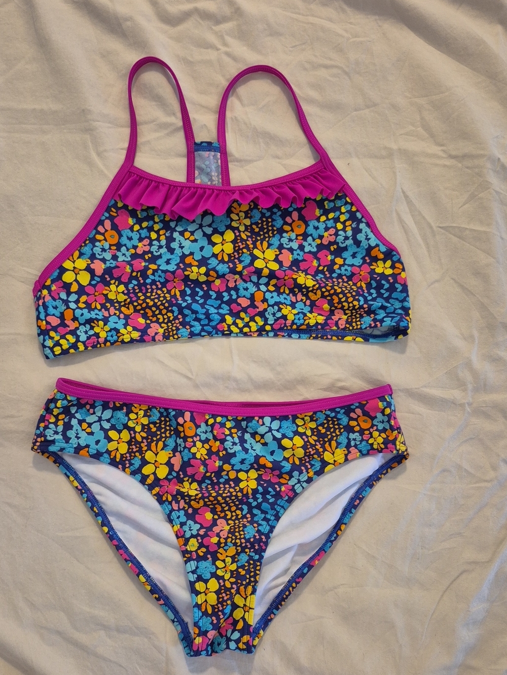 Speedo Girls Floral Bikini Set in Navy, Pink, Yellow, Blue